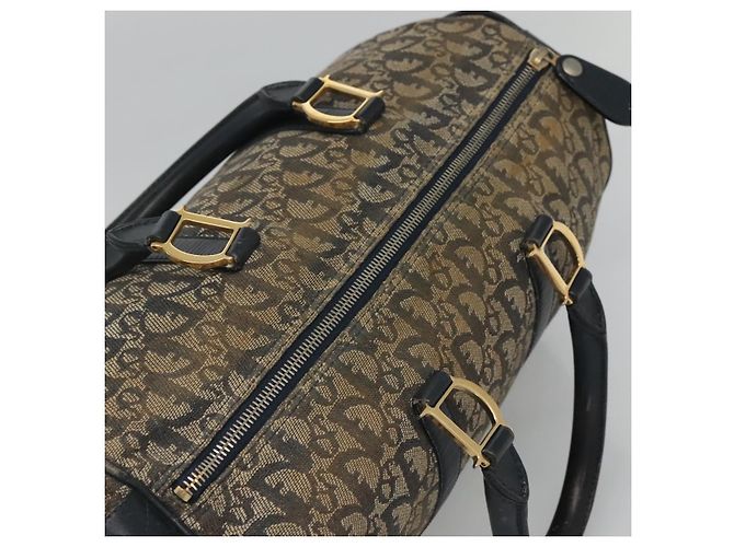 Borsa Boston in tela Trotter Christian Dior blu navy oro Auth bs25120 D'oro - vista 6
