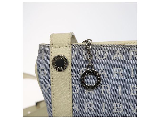 Bulgari Borsa a spalla BVLGARI Logo Mania in nylon azzurro chiaro argento Auth BA1566 Blu chiaro - vista 14