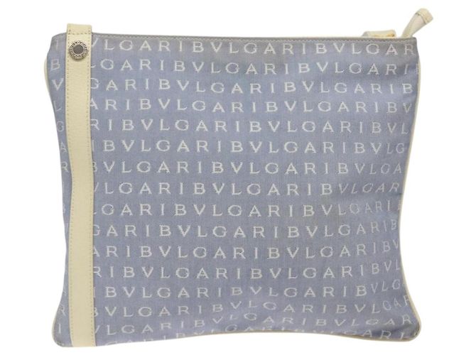 Bulgari Borsa a spalla BVLGARI Logo Mania in nylon azzurro chiaro argento Auth BA1566 Blu chiaro - vista 2