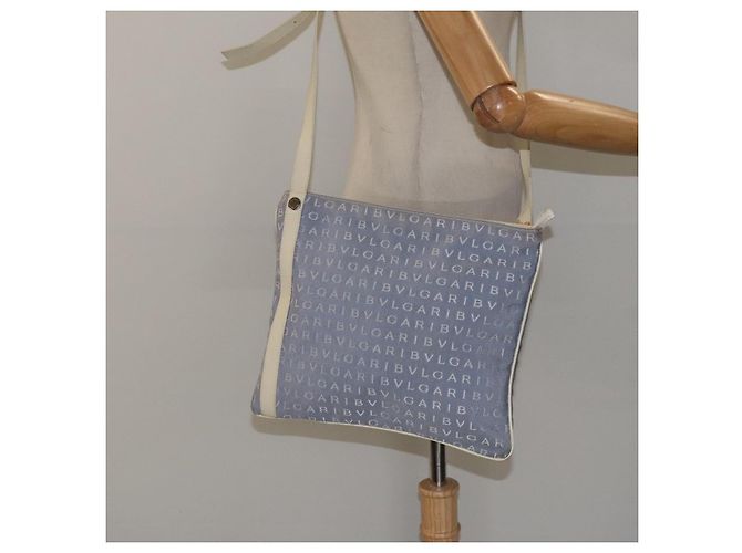 Bulgari Borsa a spalla BVLGARI Logo Mania in nylon azzurro chiaro argento Auth BA1566 Blu chiaro - vista 21