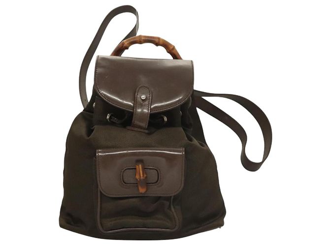 Gucci Bamboo Rucksack Nylon Khaki 003 2058 0030 5 Auth ep8797 - Ansicht 2