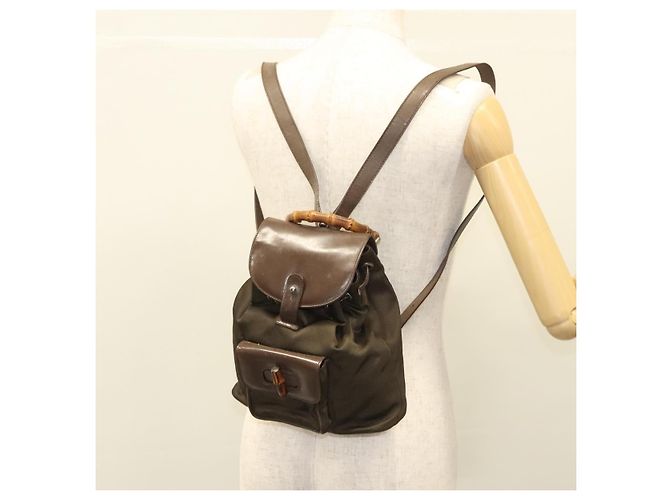 Gucci Bamboo Rucksack Nylon Khaki 003 2058 0030 5 Auth ep8797 - Ansicht 29