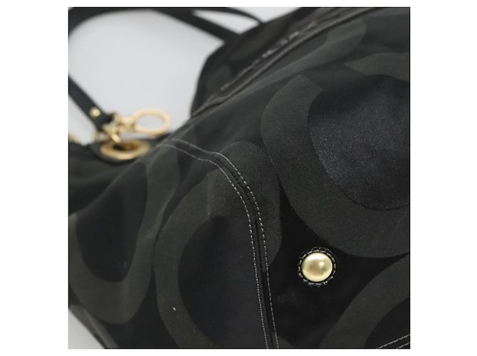 Borsa Tote Coach in tela nera e oro Auth bs24943 - vista 11