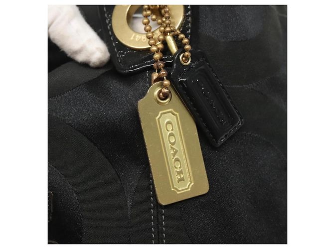 Borsa Tote Coach in tela nera e oro Auth bs24943 - vista 14
