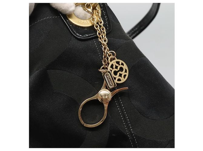 Borsa Tote Coach in tela nera e oro Auth bs24943 - vista 15