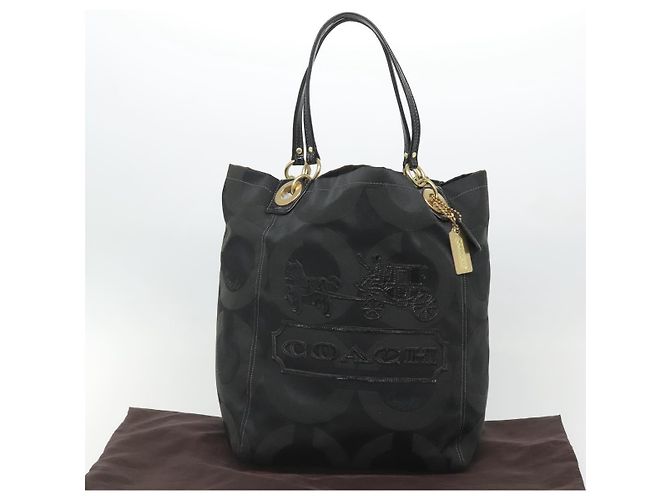 Borsa Tote Coach in tela nera e oro Auth bs24943 - vista 22