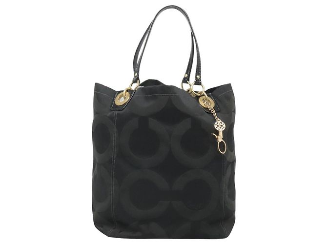 Borsa Tote Coach in tela nera e oro Auth bs24943 - vista 3