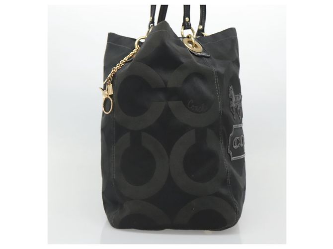 Borsa Tote Coach in tela nera e oro Auth bs24943 - vista 4