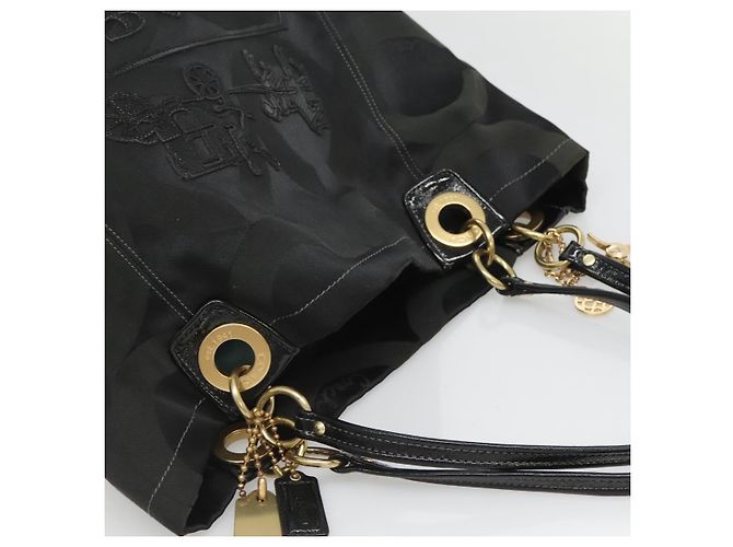 Borsa Tote Coach in tela nera e oro Auth bs24943 - vista 6