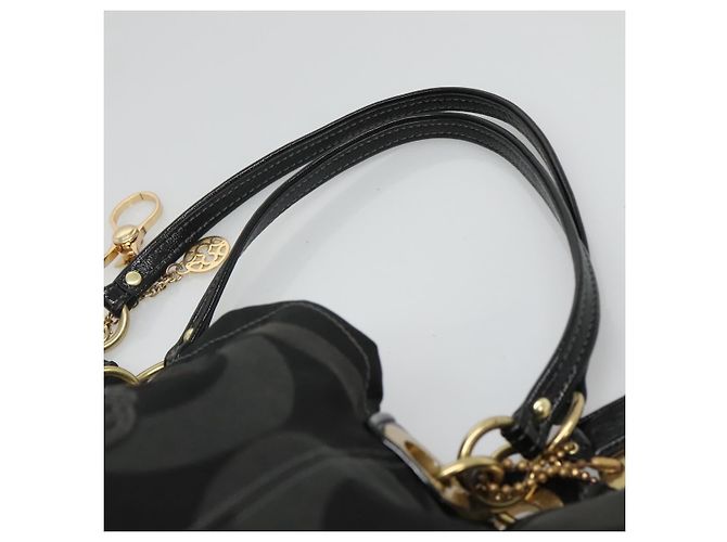 Borsa Tote Coach in tela nera e oro Auth bs24943 - vista 8
