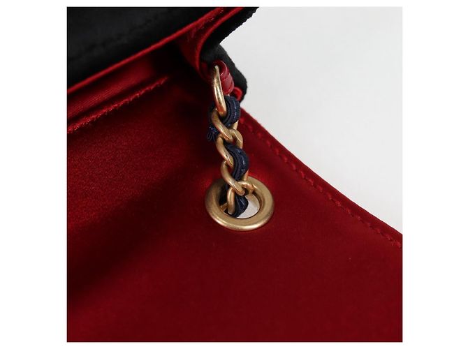 CHANEL Matelassé Camelia Borsa a Spalla con Catena Velluto Rosso CC Auth KD378SM Blu navy - vista 21