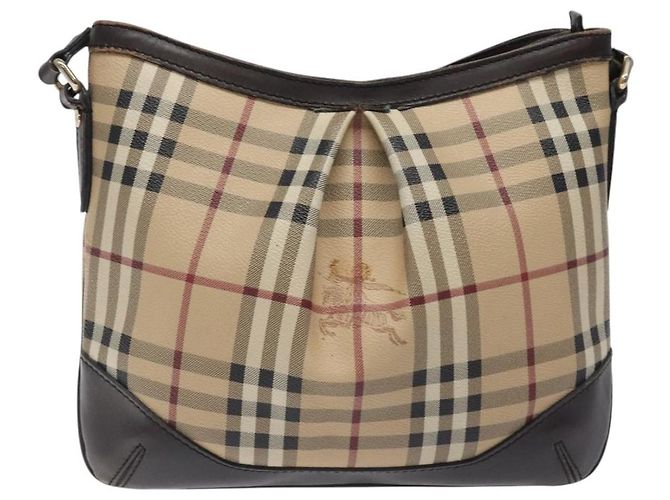 Borsa a spalla Burberry Nova Check PVC Beige Oro Auth 118306 D'oro - vista 2