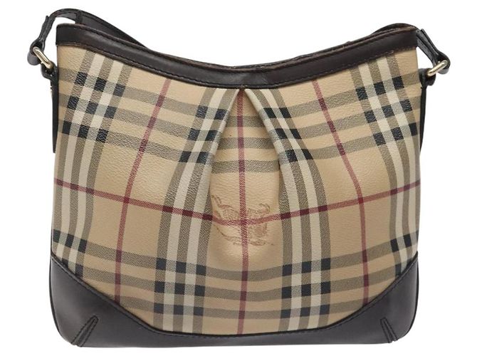 Borsa a spalla Burberry Nova Check PVC Beige Oro Auth 118306 D'oro - vista 3