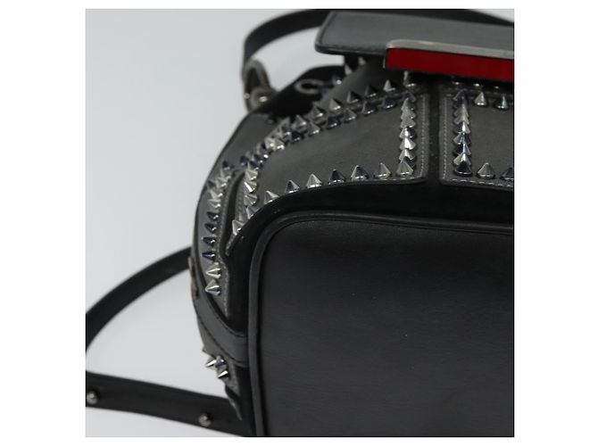 Zaino in pelle nera e argento Christian Louboutin Auth bs25217 Nero - vista 10