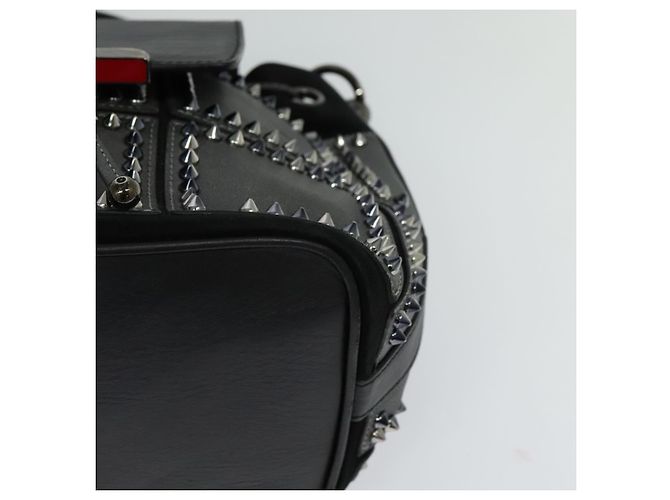 Zaino in pelle nera e argento Christian Louboutin Auth bs25217 Nero - vista 11