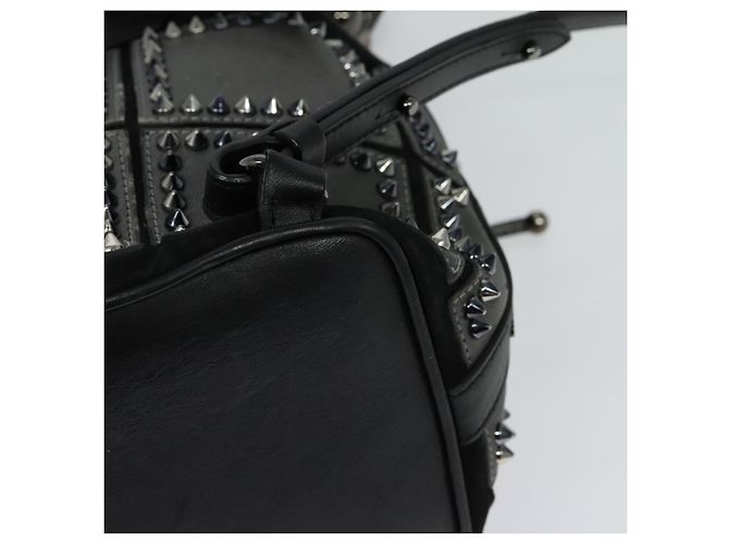 Zaino in pelle nera e argento Christian Louboutin Auth bs25217 Nero - vista 13