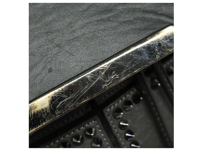 Zaino in pelle nera e argento Christian Louboutin Auth bs25217 Nero - vista 14