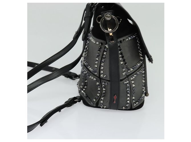 Zaino in pelle nera e argento Christian Louboutin Auth bs25217 Nero - vista 4