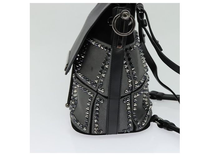 Zaino in pelle nera e argento Christian Louboutin Auth bs25217 Nero - vista 5