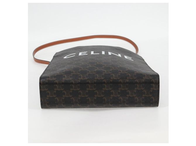 Céline CELINE Triomphe Borsa Tote Verticale in PVC Pelle Nera Oro Auth nb490M Nero D'oro - vista 11