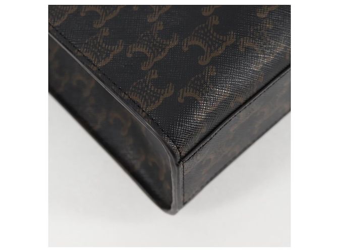 Céline CELINE Triomphe Borsa Tote Verticale in PVC Pelle Nera Oro Auth nb490M Nero D'oro - vista 12