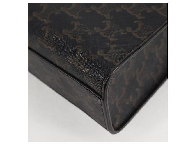 Céline CELINE Triomphe Borsa Tote Verticale in PVC Pelle Nera Oro Auth nb490M Nero D'oro - vista 15