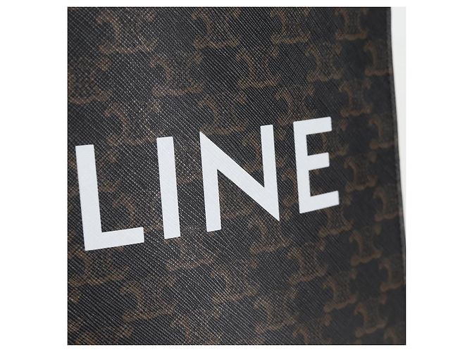 Céline CELINE Triomphe Borsa Tote Verticale in PVC Pelle Nera Oro Auth nb490M Nero D'oro - vista 16