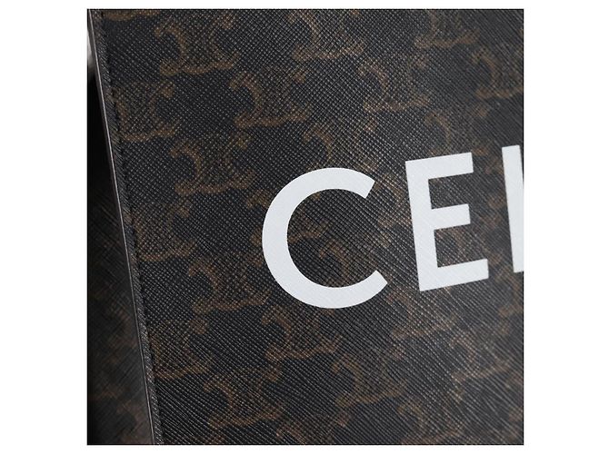 Céline CELINE Triomphe Borsa Tote Verticale in PVC Pelle Nera Oro Auth nb490M Nero D'oro - vista 17