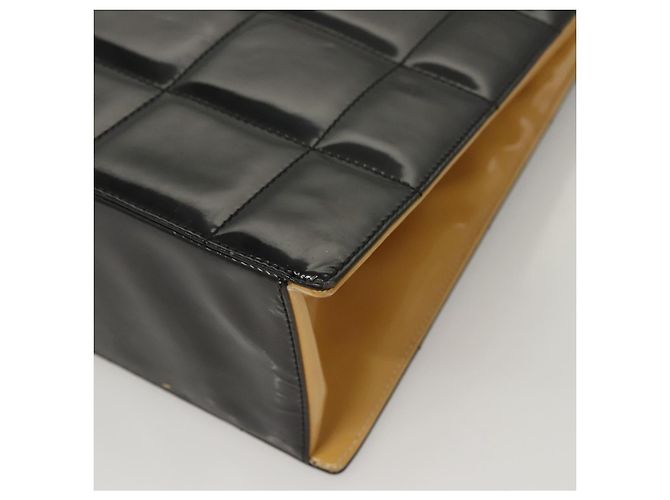CHANEL Borsa a Spalla Choco Bar con Catena Pelle Verniciata Nera CC Auth 122608 Nero - vista 11