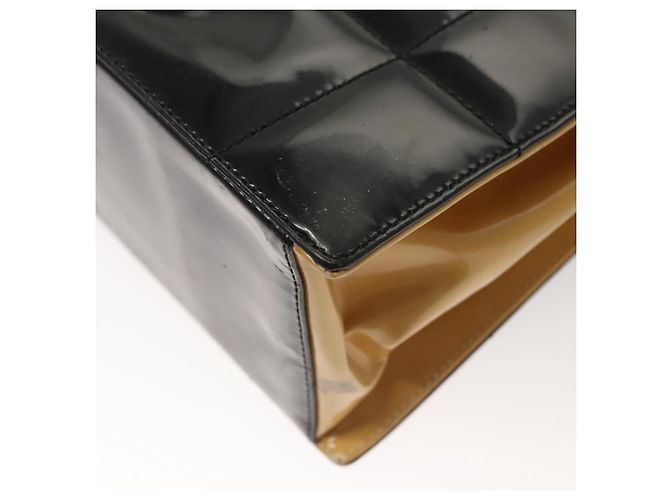 CHANEL Borsa a Spalla Choco Bar con Catena Pelle Verniciata Nera CC Auth 122608 Nero - vista 13