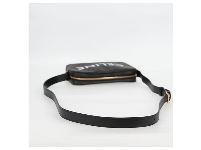 Céline Borsa a Spalla CELINE Triomphe in Pelle PVC Nera e Oro Auth nb463M Nero D'oro - vista 7
