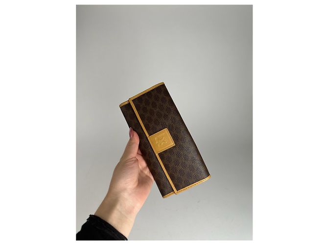Céline Vintage Celine Paris leather monogram wallet brown - view 10