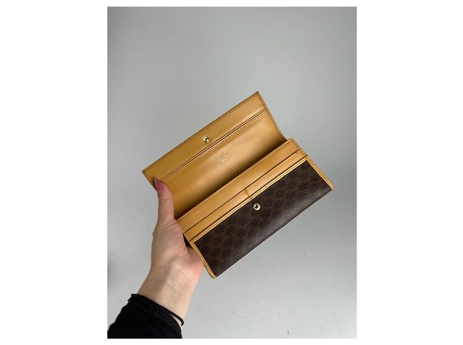 Céline Vintage Celine Paris leather monogram wallet brown - view 8