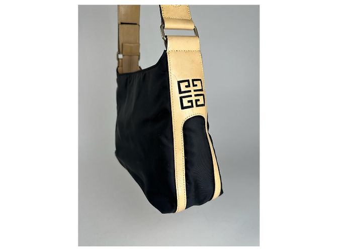 Vintage Givenchy 4G Leder-Canvas-Tasche schwarz braun - Ansicht 11