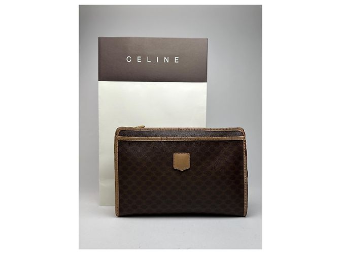 Céline Clutch in pelle monogramma Celine Paris vintage marrone - vista 5