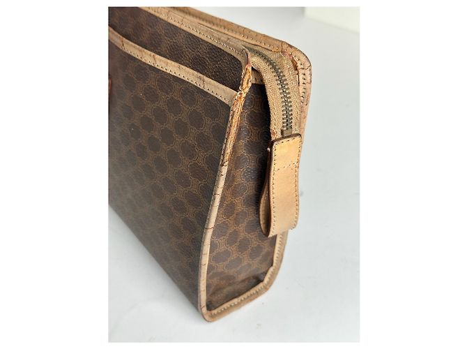 Céline Clutch in pelle monogramma Celine Paris vintage marrone - vista 6