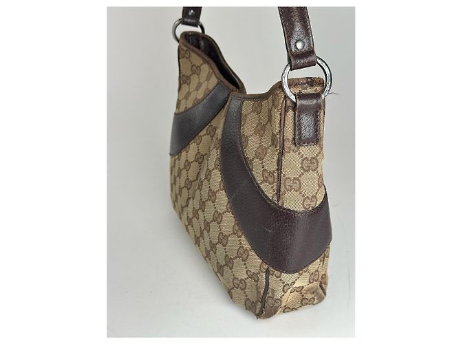Vintage Gucci Canvas Monogram Handtasche beige braun - Ansicht 11