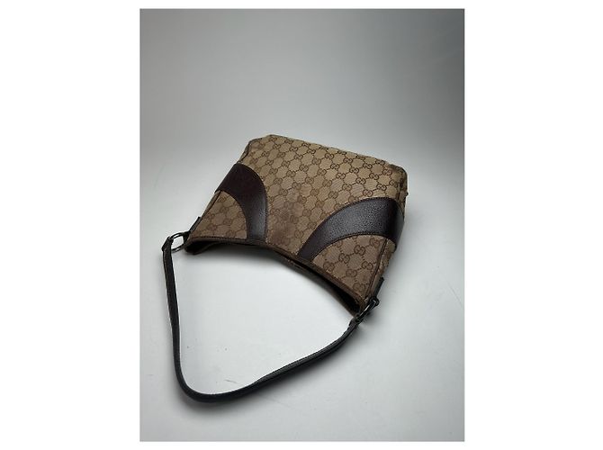 Vintage Gucci Canvas Monogram Handtasche beige braun - Ansicht 13