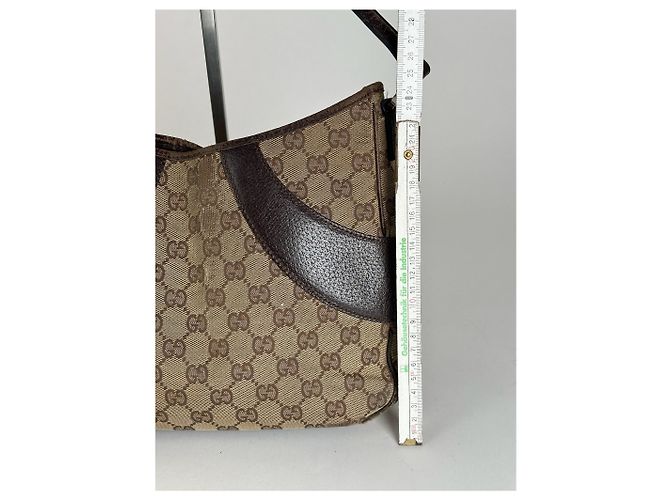 Vintage Gucci Canvas Monogram Handtasche beige braun - Ansicht 15