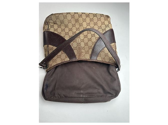 Vintage Gucci Canvas Monogram Handtasche beige braun - Ansicht 5