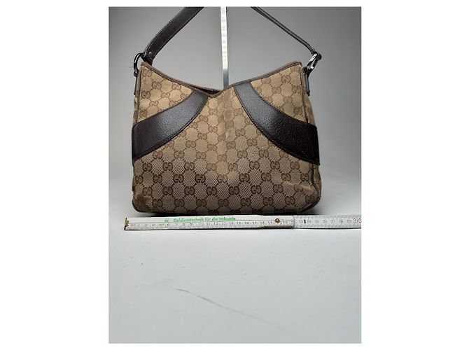 Vintage Gucci Canvas Monogram Handtasche beige braun - Ansicht 8