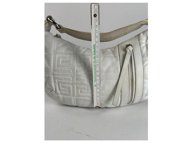 Vintage Givenchy Baumwoll-Leder Tasche weiß - Ansicht 12