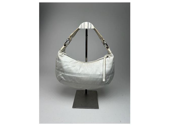 Vintage Givenchy Baumwoll-Leder Tasche weiß - Ansicht 2