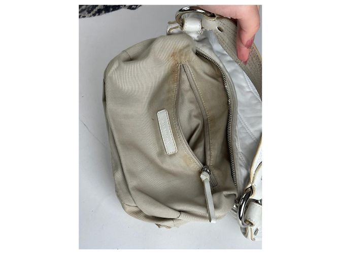 Vintage Givenchy Baumwoll-Leder Tasche weiß - Ansicht 3