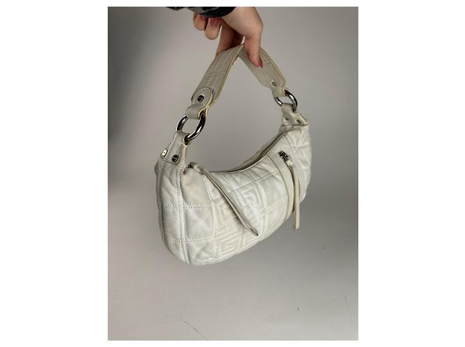 Vintage Givenchy Baumwoll-Leder Tasche weiß - Ansicht 4