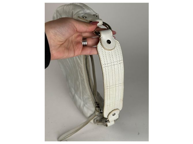 Vintage Givenchy Baumwoll-Leder Tasche weiß - Ansicht 6