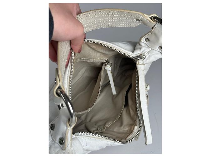 Vintage Givenchy Baumwoll-Leder Tasche weiß - Ansicht 7