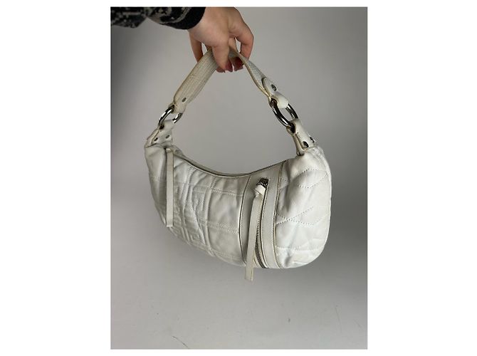 Vintage Givenchy Baumwoll-Leder Tasche weiß - Ansicht 9