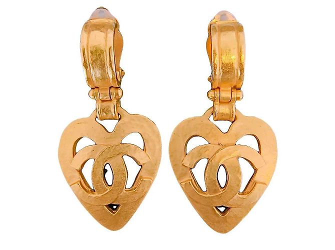 Pendientes de corazón Chanel Dorado - vista 2