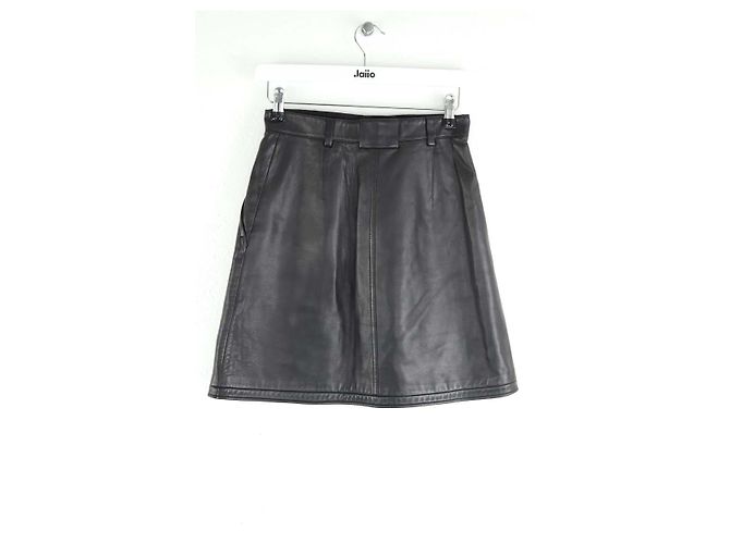 Carven Black leather mini skirt - view 3